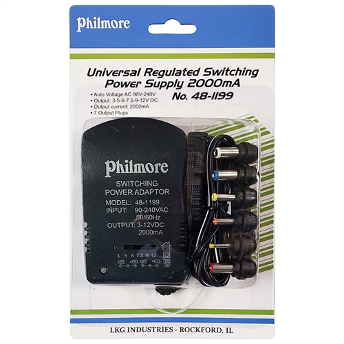 48-1199 Philmore Electronics Universal Switching Power Supply, 2000mA