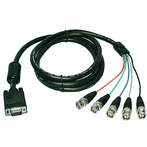 70-5527 Philmore RGB Monitor Cable, HD15 Male to 5 BNC Males 10ft.