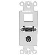 75-1244 Philmore Wall Plate Insert, Keystone-VGA-3.5mm Stereo Jack Designer Style White