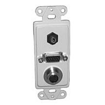 75-1457 Philmore Wall Plate Insert, HD15-S-VHS-3.5mm Stereo Jack, Designer Style, White