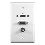 75-629 Philmore Wall Plate, HDMI + VGA + 3.5mm Stereo Jack White