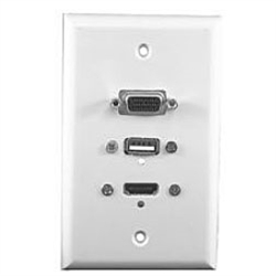 75-639 Philmore Wall Plate, HDMI + USB + VGA White