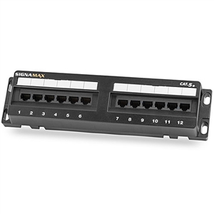 12458JPL-C5E Signamax Jack Patch Panel 12-Port CAT5e Flush Mount