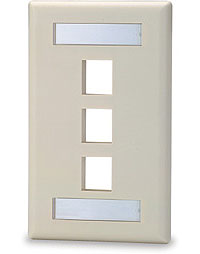 Signamax SKFL-3-WH Keystone Faceplate with Labeling Windows, 3-Port Single-Gang White