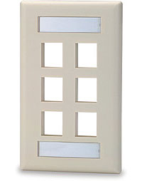 Signamax SKFL-6-WH Keystone Faceplate with Labeling Windows, 6-Port Single-Gang White