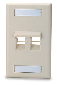 Signamax SKFLA-2 Keystone Faceplate with Labeling, Angled 2-Port Single-Gang Light Ivory