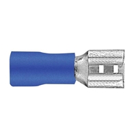 SR Components FQD-6I 16-14 AWG .250" - Blue - Female Slip-Ons (Quick Disconnects) Vinyl Insulated Butted Seam - 100/pkg