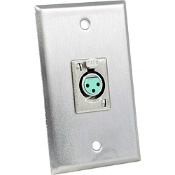 Switchcraft J3FS XLR Microphone Connector Wall plate, XLR 3-Pin Female D3F, Stainless Steel Finish