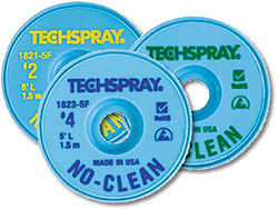 Techspray 1815-5F<br>No-Clean Yellow #2 Desoldering Braid 0.055" (1.4mm) wide 5ft. Long