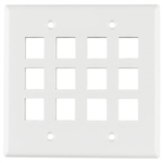 HellermannTyton FPDG12-W Faceplate Dual Gang 12 Port Flush Mount White