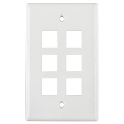 HellermannTyton FPSIX-W Faceplate, Standard Single Gang 6 Port ABS 94V-0, White