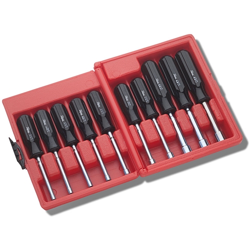 4-13MM Xcelite 10 Piece Metric Drilled Shaft Nutdriver Kit in Red Plastic Case