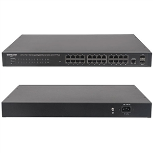 560559 Intellinet Switch, 24 Port Gigabit Ethernet PoE+ Web Managed with 2 SFP Ports