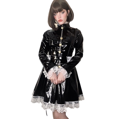 Misfitz PVC padlock straitjacket skater maids dress