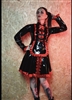 BLACK PVC & RED SATIN BUCKLE RESTRAINT MAIDS DRESS