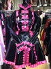 BLACK PVC & HOT PINK SATIN STRAITJACKET LOCKABLE MAIDS DRESS