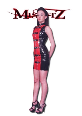 MISFITZ BLACK & RED PVC BUCKLE BARBARELLA DRESS