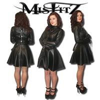 MISFITZ LEATHER LOOK STRAITJACKET SKATER DRESS