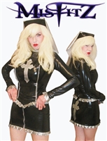 MISFITZ BLACK & PEARLSHEEN SILVER LATEX NUNS COMPLETE OUTFIT