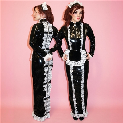 Misfitz  black PVC padlock straitjacket maids hobble dress.