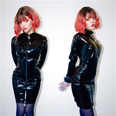 Misfitz black PVC padlock lockable mini dress