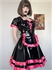 MISFITZ BLACK PVC & HOT PINK SATIN SISSY MAIDS OUTFIT