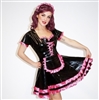 Misfitz black pvc & hot pink satin Sissy Maids outfit.