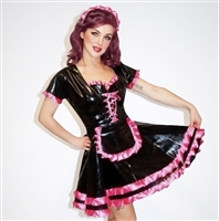 Misfitz black pvc & hot pink satin Sissy Maids outfit.
