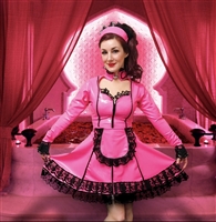 MISFITZ  PINK  LATEX PADLOCK SISSY MAIDS DRESS