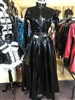 MISFITZ BLACK PVC FULL LENGTH MISTRESS SKATER DRESS / COAT