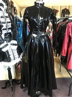 MISFITZ BLACK PVC FULL LENGTH MISTRESS SKATER DRESS / COAT