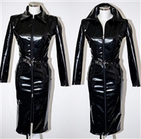 Misfitz black PVC pencil dress + belt.