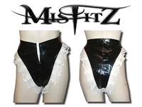 MISFITZ BLACK PVC FRILLY FRENCH MAIDS PANTIES