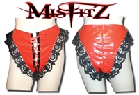 MISFITZ RED PVC LACE UP PANTIES