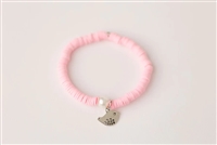 Girls Genevieve Bracelet - Pink with Silver Bird Charm