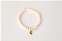 Girls Clay Bead Celia Bracelet - Blush with Pearl and Star