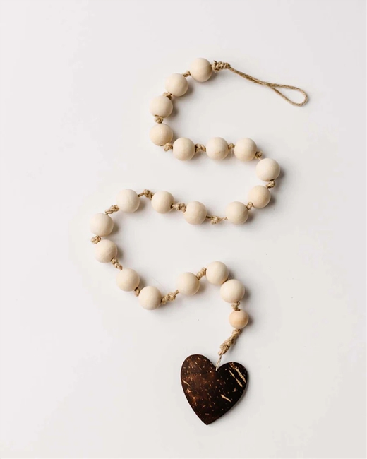 Daniela Wood Bead Garland with Coconut Heart