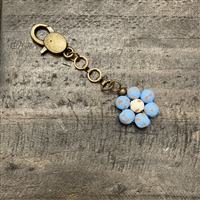 Ceramic Daisy Keychain - Light Blue