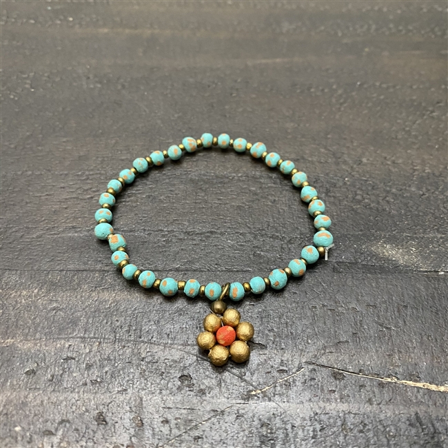 Ceramic Daisy Bracelet - Turquoise