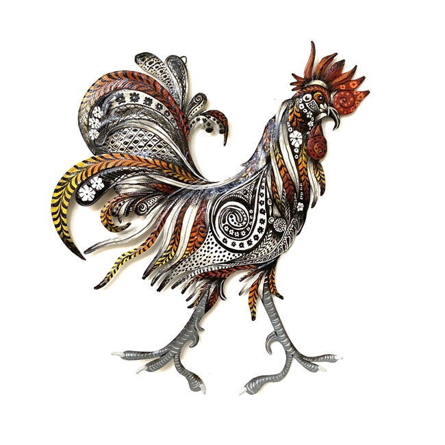 Large Painted Rooster - Graphic