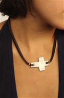 Brown Leather Cross Necklace