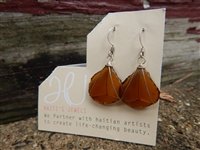 Single Drop Brown Glass Earrings