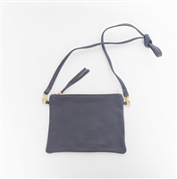 Pebbled Leather Crossbody - Navy