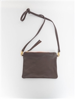 Pebbled Leather Crossbody - Dark Brown