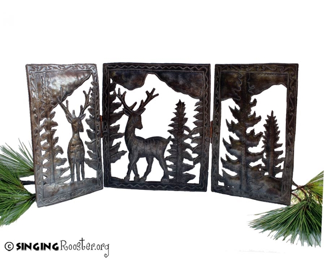 Serene Mountainscape Metal Tri-Fold