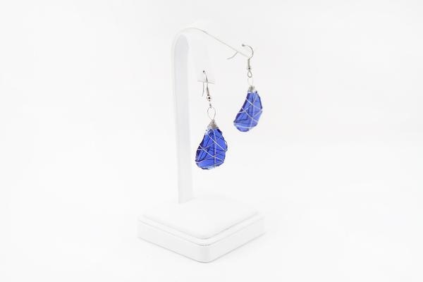 Tumbled Glass Earrings - Blue