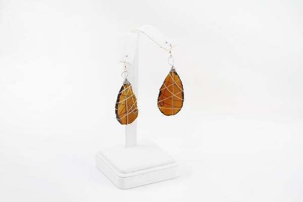 Tumbled Glass Earrings - Brown