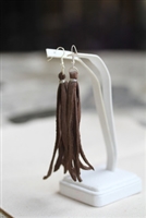 Leather Fringe Earrings - Brown