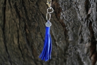 Leather Tassel Key Chain - Sheepskin Blue