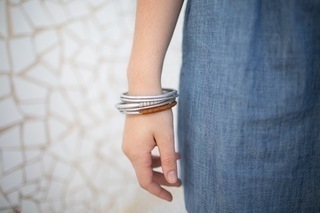 Bangles with Leather Wrap (Set of 5)